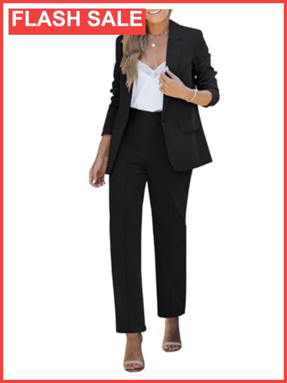 Women's Two Piece Pants Suit Set Business Casual Blazer Work Office
